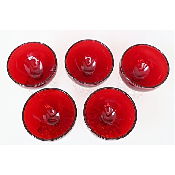 5 Royal Ruby Boopie Glasses Glass Stemware 1950's Vintage Anchor Hocking Barware - Picture 4 of 5